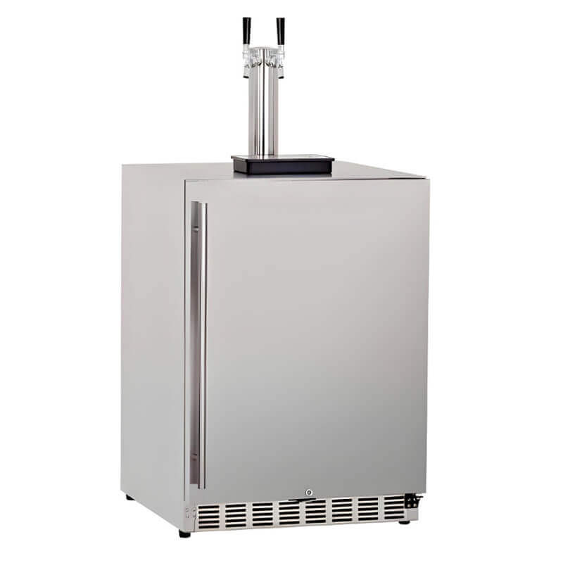 TrueFlame 24-Inch 6.6 Cu. Ft. Outdoor Rated Double Tap Kegerator - AMD-RFR-24DK2.