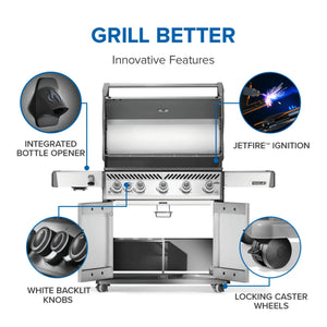 Napoleon Rogue PRO 625 SIB Freestanding Gas Grill w/ Infrared Side Burner.