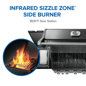 Napoleon Rogue PRO 625 SIB Black Freestanding Gas Grill w/ Infrared Side Burner.