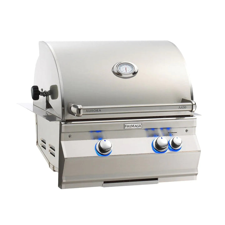Fire Magic Aurora A430i 24-Inch Propane Gas Built-In Grill with 1 Sear Burner, Backburner and Analog Thermometer (A430I-8LAP).