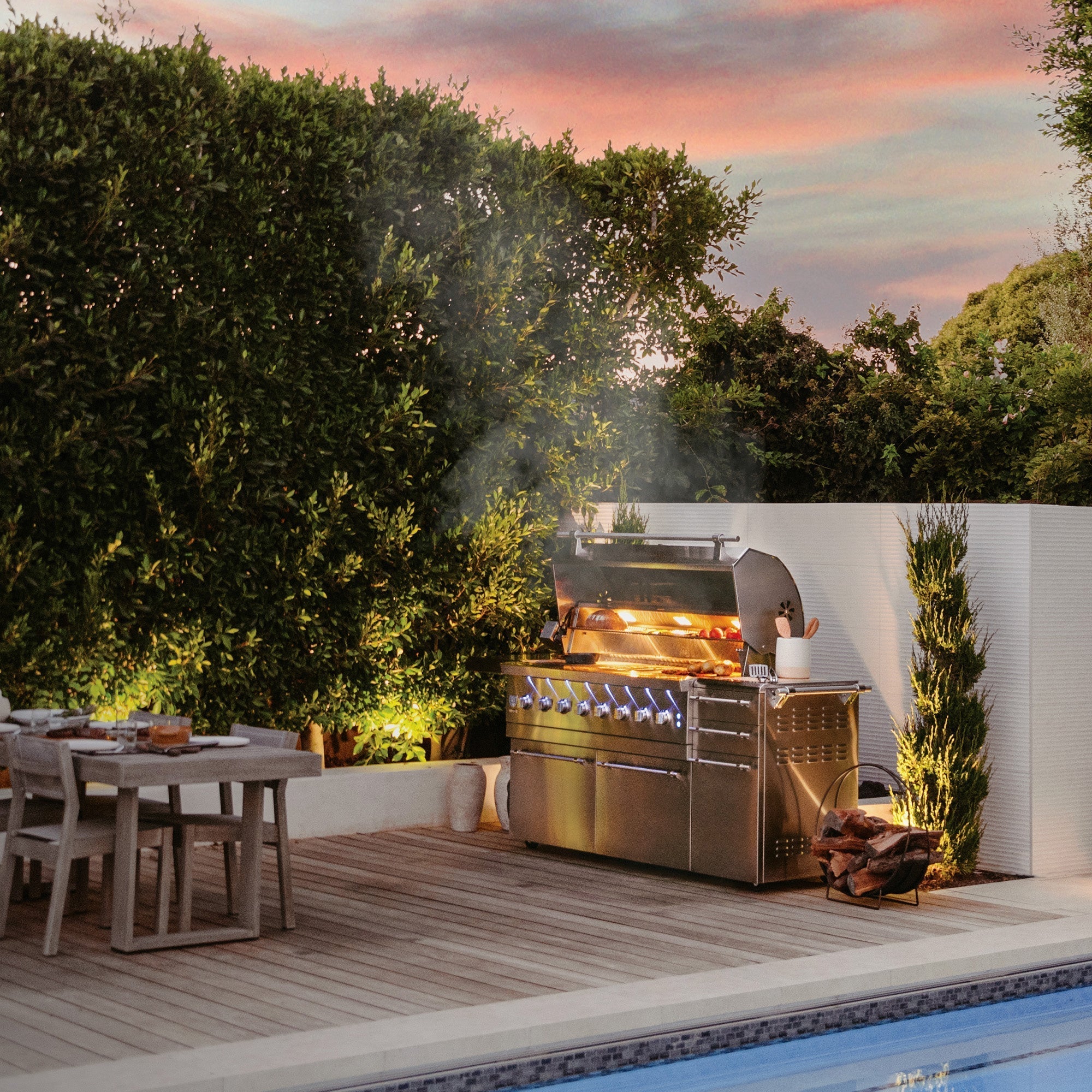 American Made Grills 54" Encore Freestanding Hybrid Grill.