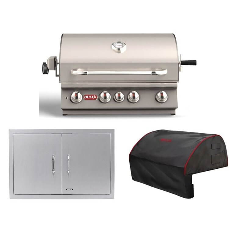 Bull 3-Piece Angus 30-Inch 4-Burner Gas Grill Outdoor Kitchen Package.