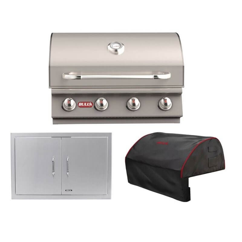 Bull 3-Piece Outlaw 30-Inch 4-Burner Gas Grill Outdoor Kitchen Package.