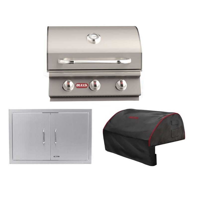 Bull 3-Piece Steer 25-Inch 3-Burner Gas Grill Outdoor Kitchen Package.