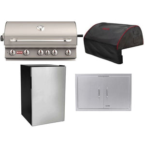 Bull 4-Piece Brahma 38-Inch 5-Burner Gas Grill Outdoor Kitchen Package.
