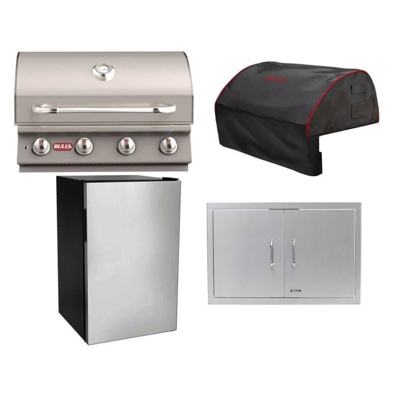 Bull 4-Piece Lonestar Select 30-Inch 4-Burner Gas Grill Outdoor Kitchen Package.