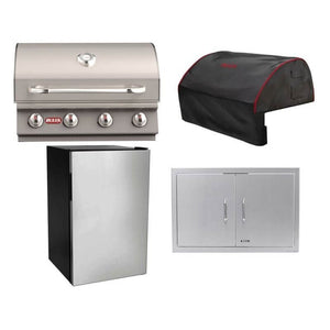Bull 4-Piece Outlaw 30-Inch 4-Burner Gas Grill Outdoor Kitchen Package.