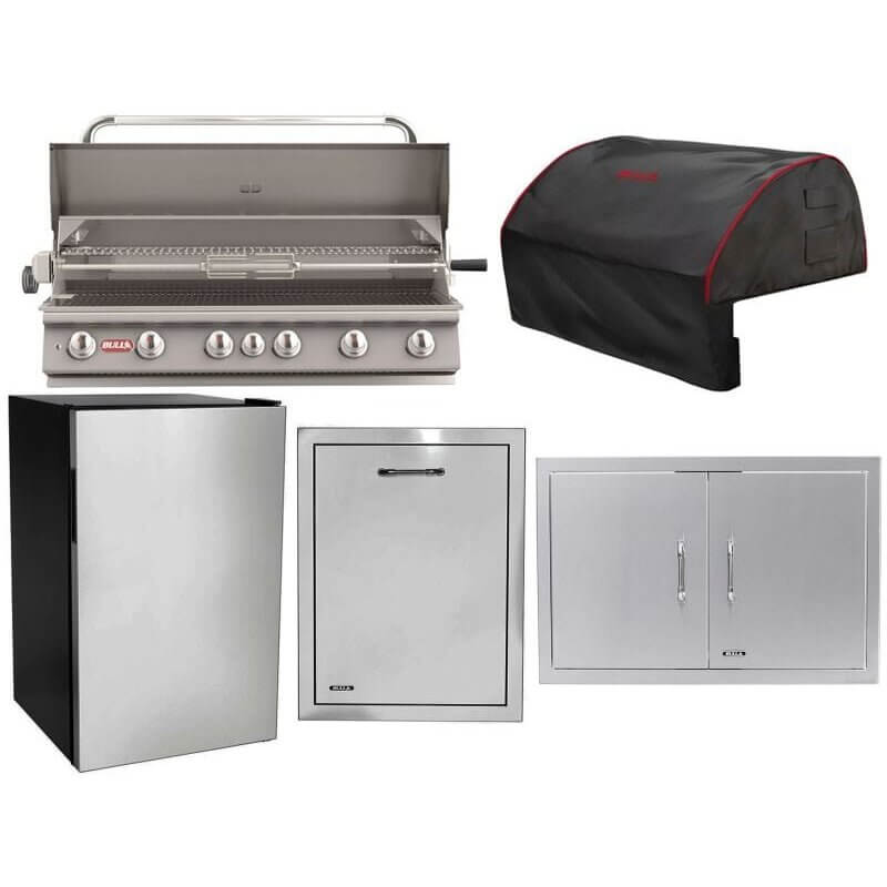 Bull 5-Piece Diablo 46-Inch 6-Burner Gas Grill Outdoor Kitchen Package.