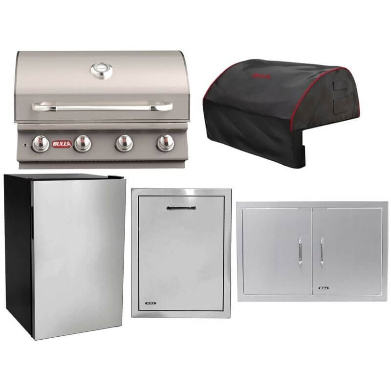 Bull 5-Piece Lonestar Select 30-Inch 4-Burner Gas Grill Outdoor Kitchen Package.
