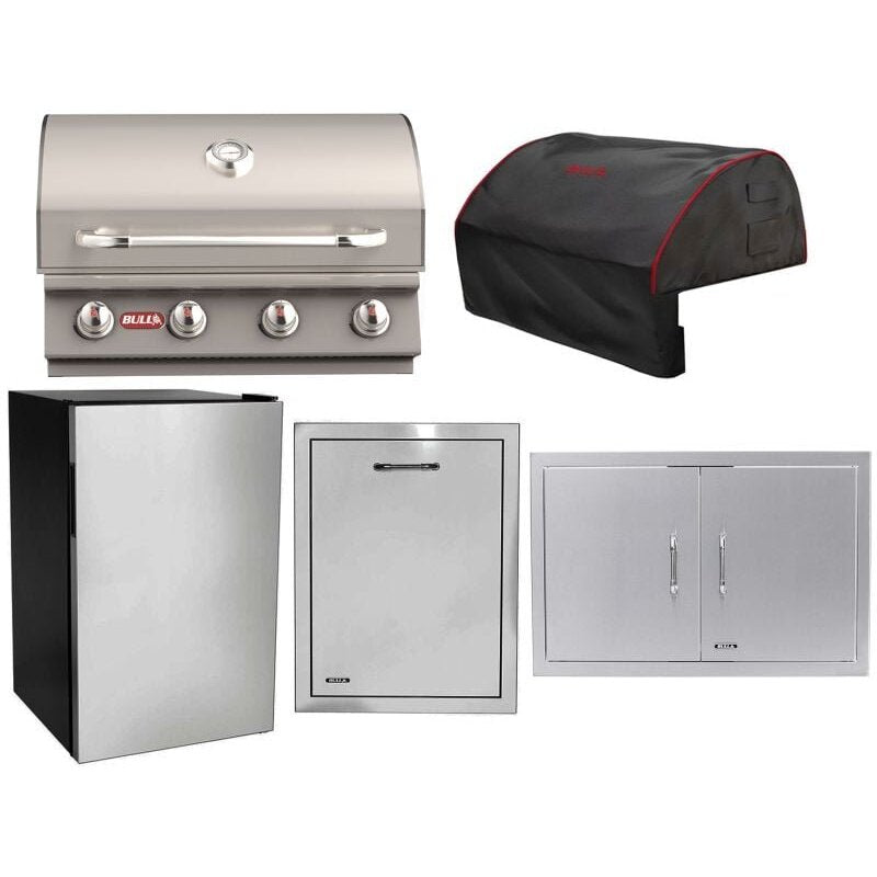 Bull 5-Piece Outlaw 30-Inch 4-Burner Gas Grill Outdoor Kitchen Package.