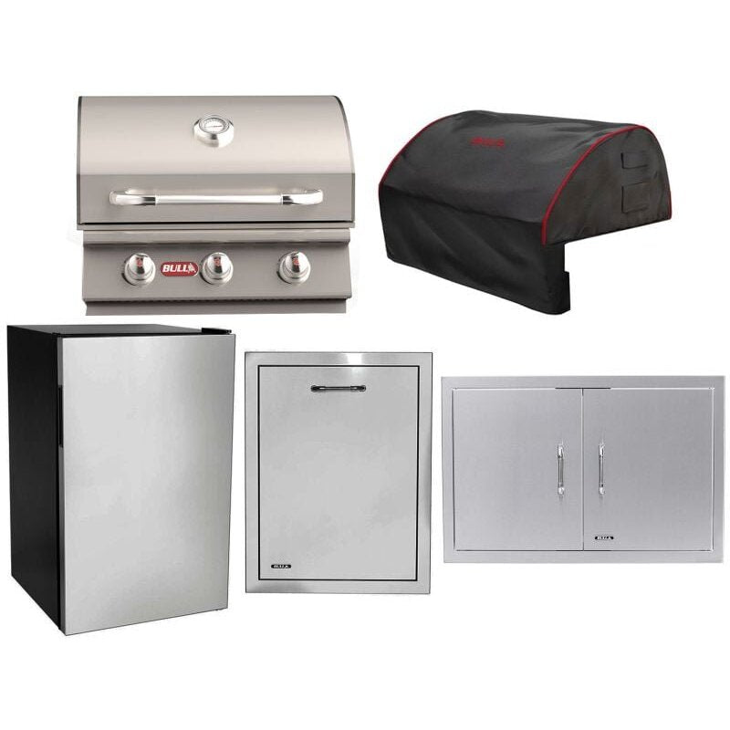 Bull 5-Piece Steer 25-Inch 3-Burner Gas Grill Outdoor Kitchen Package.
