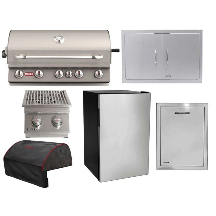 Bull 6-Piece Brahma 38-Inch 5-Burner Gas Grill Outdoor Kitchen Package.