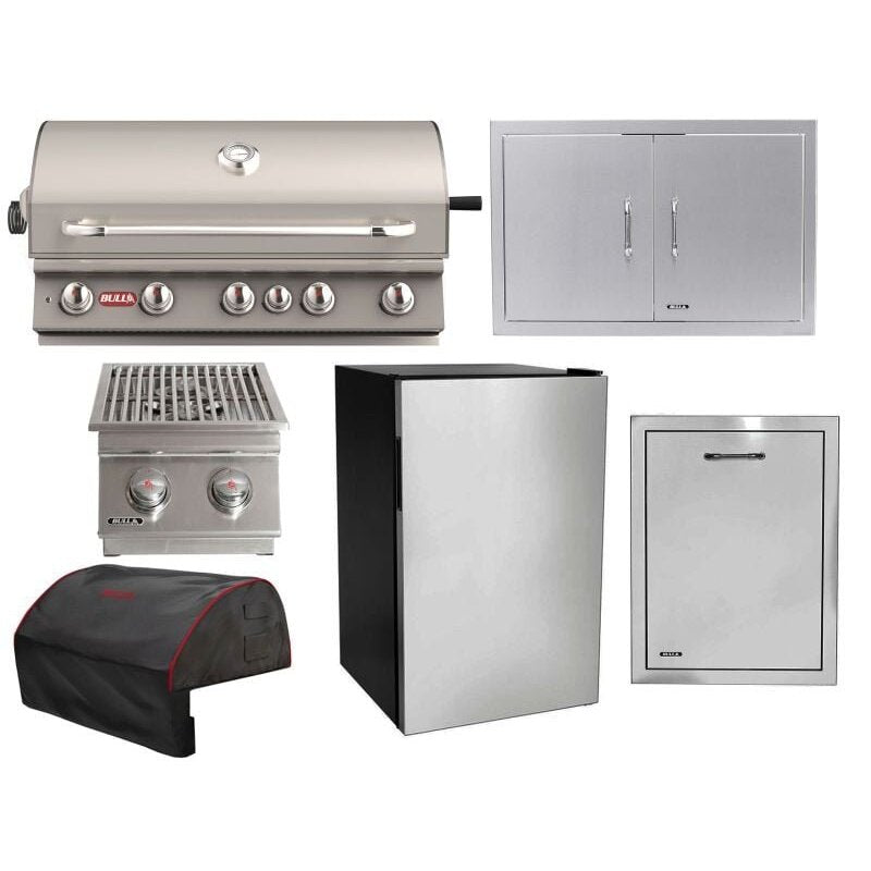 Bull 6-Piece Brahma 38-Inch 5-Burner Gas Grill Outdoor Kitchen Package.