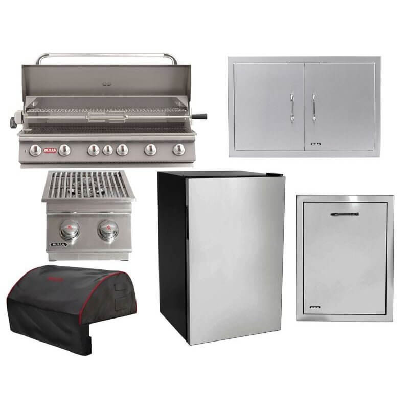 Bull 6-Piece Diablo 46-Inch 6-Burner Gas Grill Outdoor Kitchen Package.
