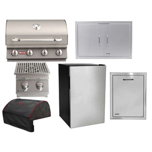 Bull 6-Piece Lonestar Select 30-Inch 4-Burner Gas Grill Outdoor Kitchen Package.