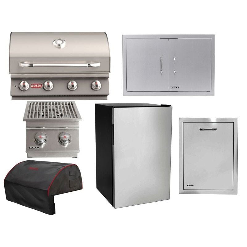 Bull 6-Piece Lonestar Select 30-Inch 4-Burner Gas Grill Outdoor Kitchen Package.