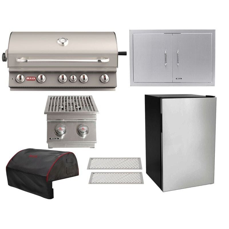 Bull 7-Piece Brahma 38-Inch 5-Burner Gas Grill Outdoor Kitchen Package.