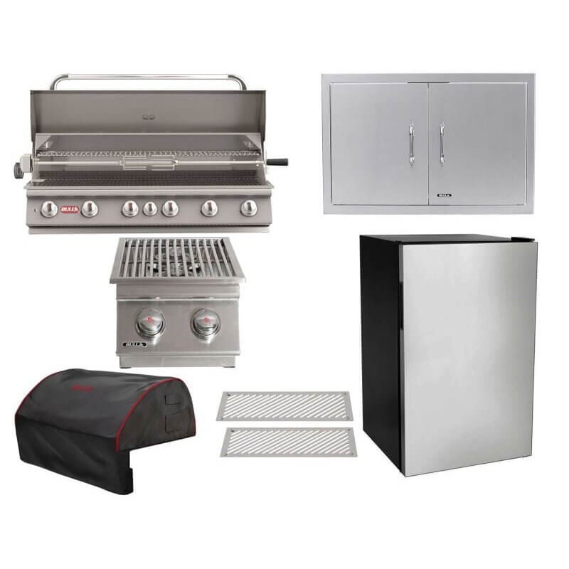 Bull 7-Piece Diablo 46-Inch 6-Burner Gas Grill Outdoor Kitchen Package.