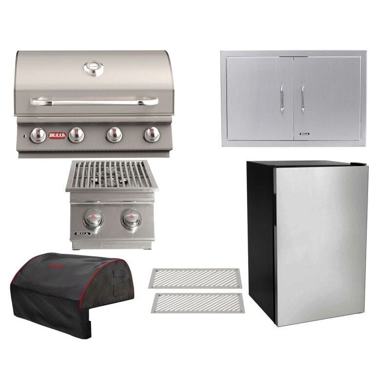 Bull 7-Piece Lonestar Select 30-Inch 4-Burner Gas Grill Outdoor Kitchen Package.