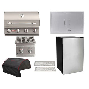 Bull 7-Piece Outlaw 30-Inch 4-Burner Gas Grill Outdoor Kitchen Package.