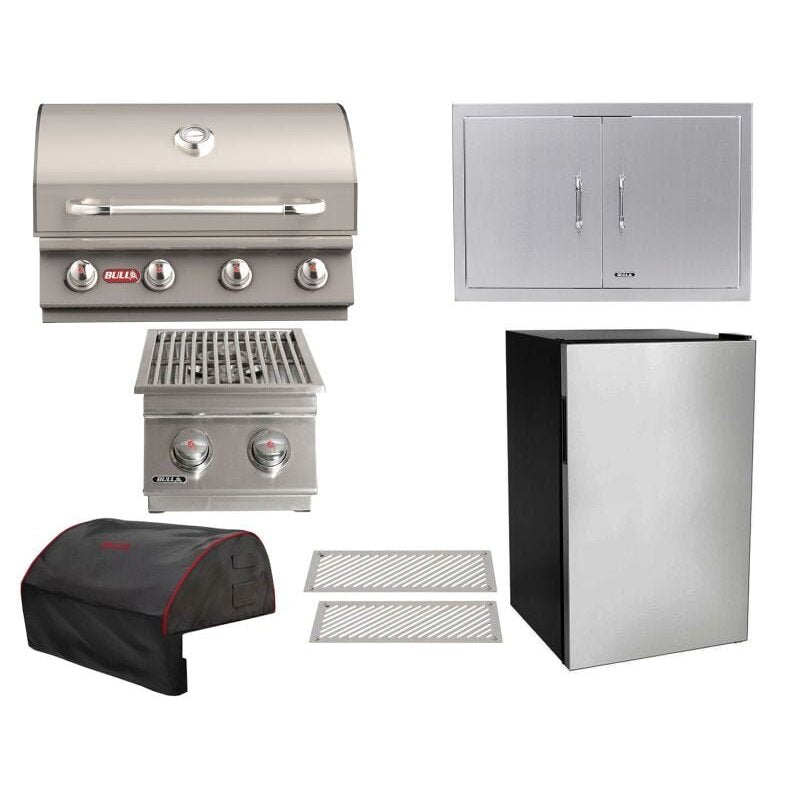 Bull 7-Piece Outlaw 30-Inch 4-Burner Gas Grill Outdoor Kitchen Package.