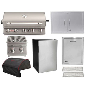 Bull 8-Piece Brahma 38-Inch 5-Burner Gas Grill Outdoor Kitchen Package.