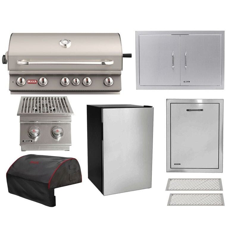 Bull 8-Piece Brahma 38-Inch 5-Burner Gas Grill Outdoor Kitchen Package.