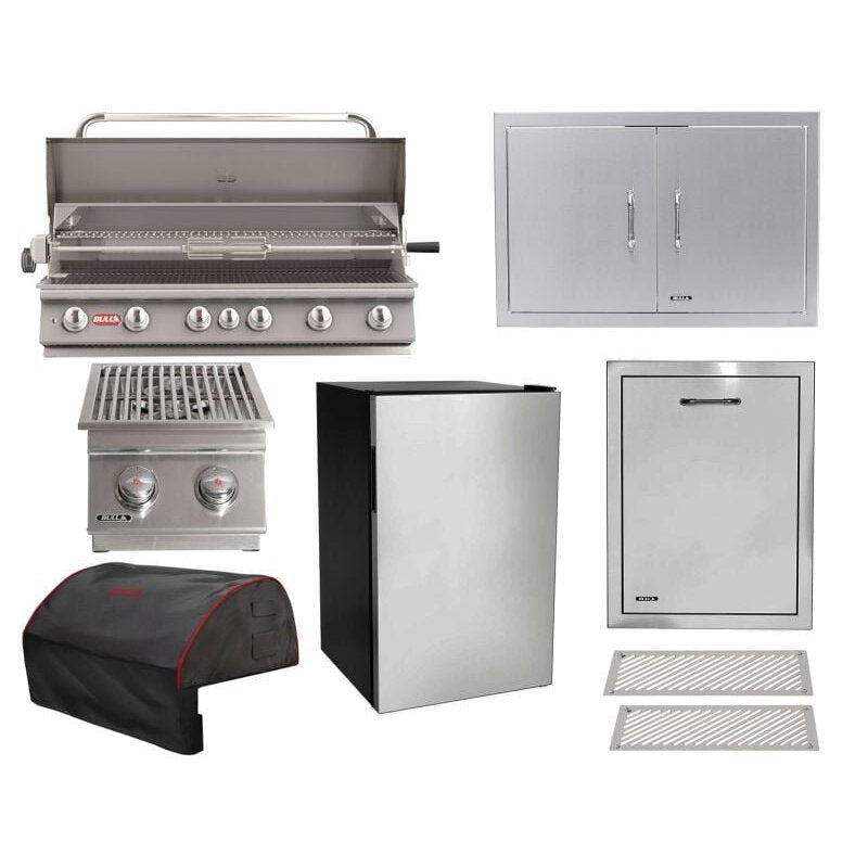 Bull 8-Piece Diablo 46-Inch 6-Burner Gas Grill Outdoor Kitchen Package.