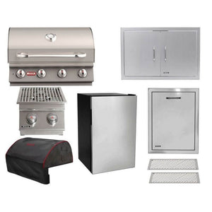 Bull 8-Piece Lonestar Select 30-Inch 4-Burner Gas Grill Outdoor Kitchen Package.