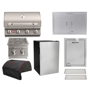 Bull 8-Piece Outlaw 30-Inch 4-Burner Gas Grill Outdoor Kitchen Package.