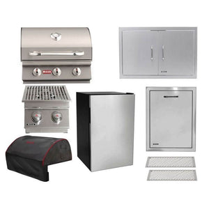 Bull 8-Piece Steer 25-Inch 3-Burner Gas Grill Outdoor Kitchen Package.