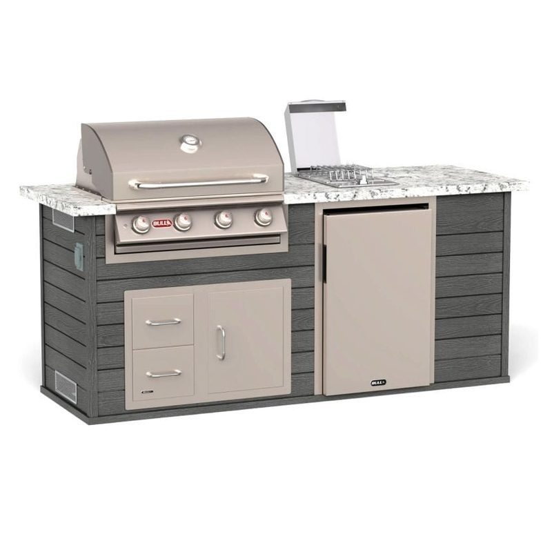 Bull 88-Inch ODK Outdoor Grill Island | Charcoal Base & Grey Granite Countertop.