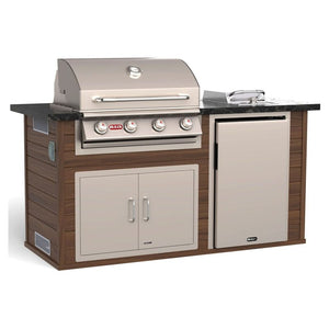 Bull 75-Inch Power Q Outdoor Grill Island | Walnut Base & Grey Granite Countertop.