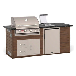 Bull 88-Inch ODK Outdoor Grill Island | Walnut Base & Grey Granite Countertop.