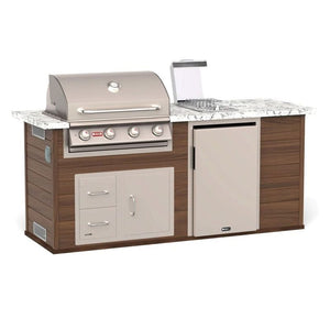 Bull 88-Inch ODK Outdoor Grill Island | Walnut Base & White Granite Countertop.