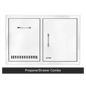 Bull 75-Inch Power Q Outdoor Grill Island | Walnut Base & White Granite Countertop.