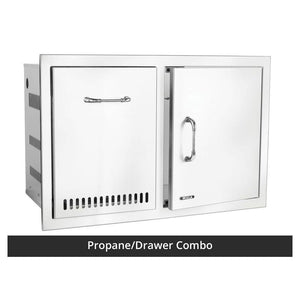 Bull 75-Inch Power Q Outdoor Grill Island | Charcoal Base & Grey Granite Countertop.
