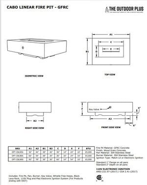 The Outdoor Plus Cabo Linear Metal Fire Pit.