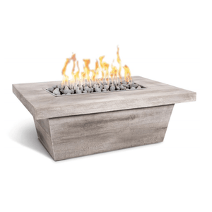 The Outdoor Plus Carson Wood Grain Concrete Fire Pit.