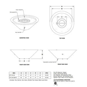 The Outdoor Plus Cazo 48" Copper Narrow Ledge Fire Pit.