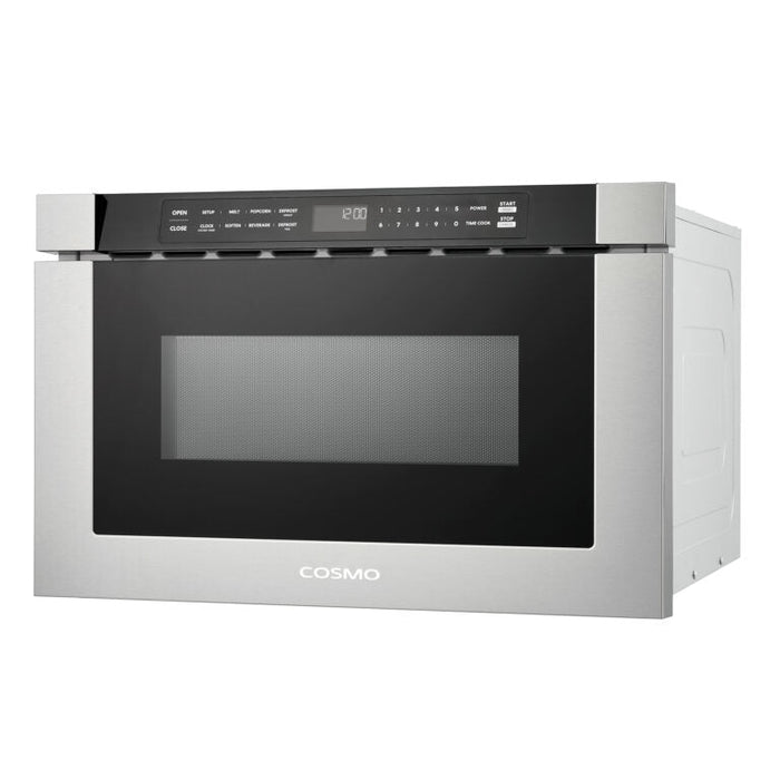 Cosmo 24 in. Built-in Microwave Drawer with Automatic Presets, Touch Controls, Defrosting Rack and 1.2 cu. ft. Capacity in Stainless Steel - COS-12MWDSS-NH