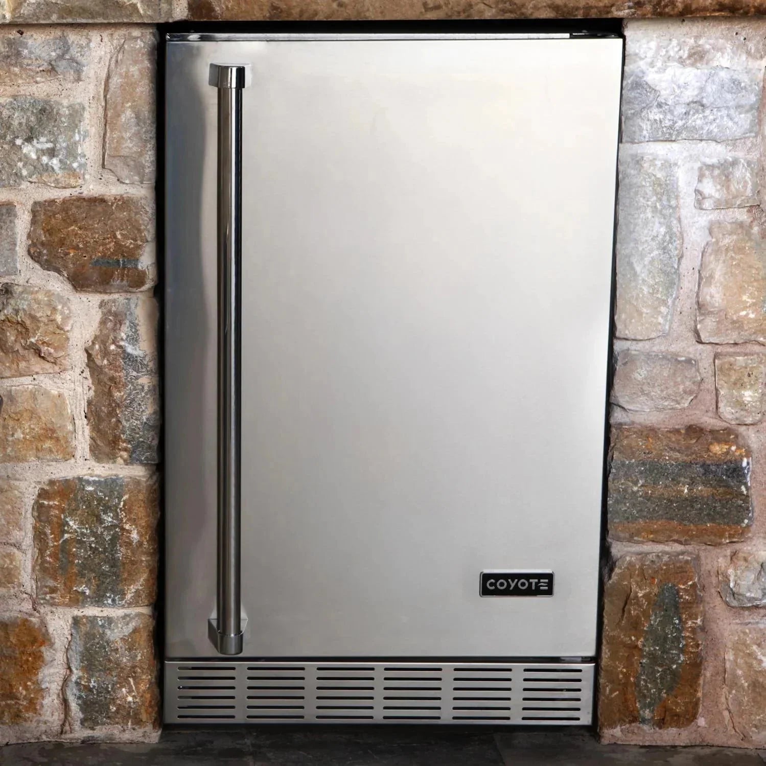 Coyote 21-Inch 4.1 Cu. Ft. Hinge Outdoor Rated Compact Refrigerator.