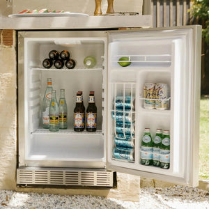 Coyote 21-Inch 4.1 Cu. Ft. Hinge Outdoor Rated Compact Refrigerator.