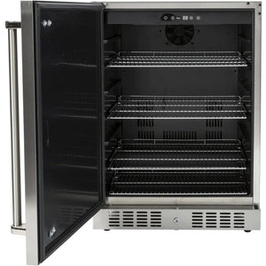 Coyote 24-Inch 5.5 Cu. Ft. Left Hinge Outdoor Rated Compact Refrigerator.