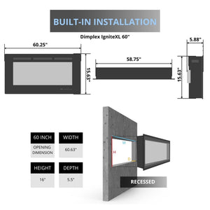 Dimplex IgniteXL 60-Inch Built-in Electric Fireplace (XLF60).