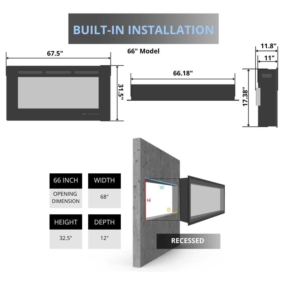 Dimplex Opti-Myst Linear Built-In Vapor Fireplace.