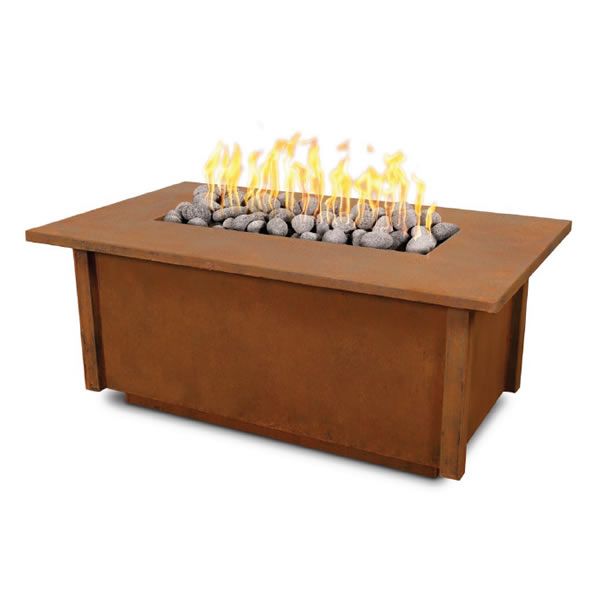 The Outdoor Plus Salinas Corten Steel Fire Table.