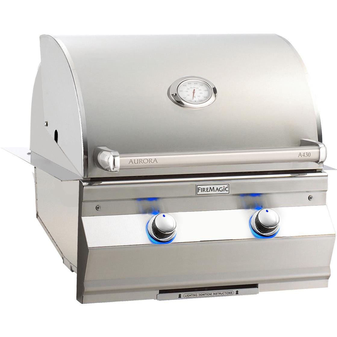 Fire Magic 24-Inch Aurora Built-In Natural Gas Grill with Analog Thermometer in Stainless Steel (A430I-7EAN).