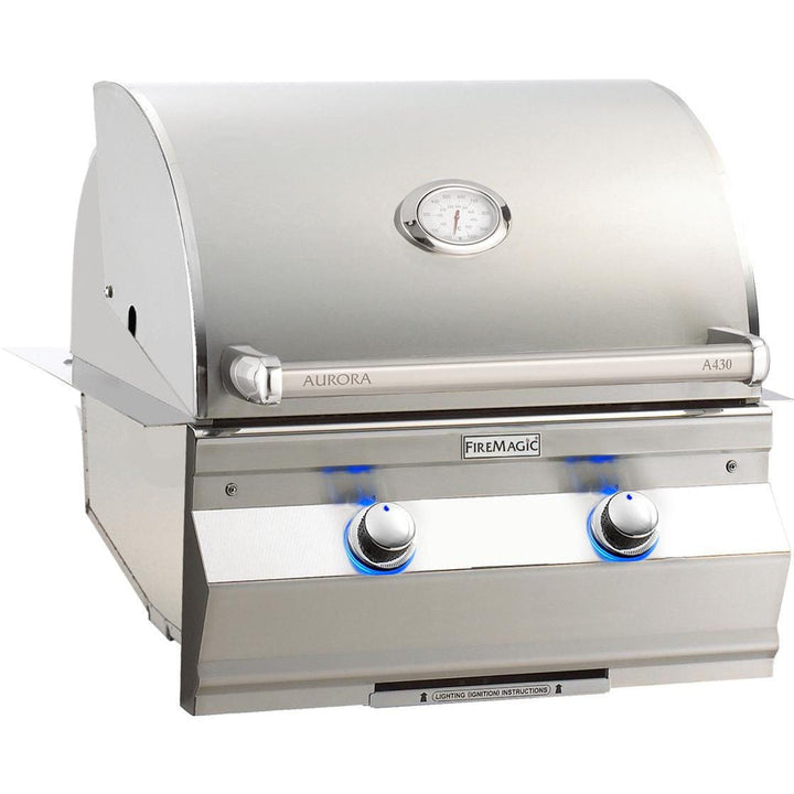 Fire Magic 24-Inch Aurora Built-In Natural Gas Grill with Analog Thermometer in Stainless Steel (A430I-7EAN).