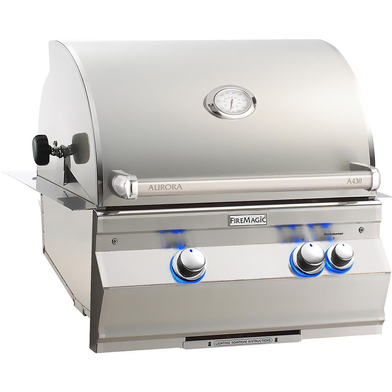 Fire Magic 24-Inch Built-In Natural Gas Grill with Rotisserie and Analog Thermometer in Stainless Steel (A430I-8EAN).